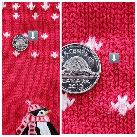 Vintage Holiday Cardigan Women XL Red Sweater Penguin Scandinavian Nordic - Picture 10 of 13